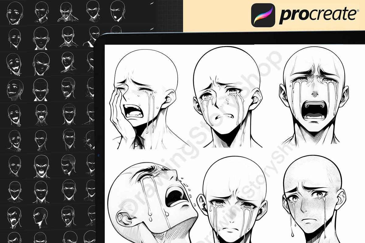 300 Procreate male faces brushes., a Brush Add-On by DrawingStoryShop (Photo 4 of 6)