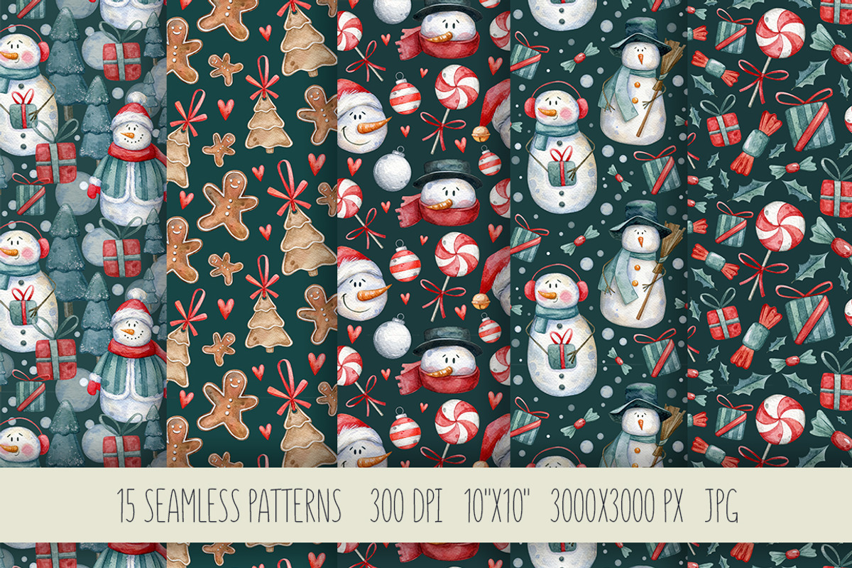 Cute snowmen collection, a Decorative Illustration by Aquarellka (Photo 8 of 9)