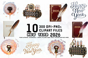 Vintage Steampunk New Year 2026 Clip, a Seasonal Illustration by Ahmad Designs (Thumbnail 1 of 4)