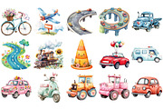 Cute Traffic Watercolor Clipart, an Illustration by Craft Nest (Thumbnail 2 of 4)