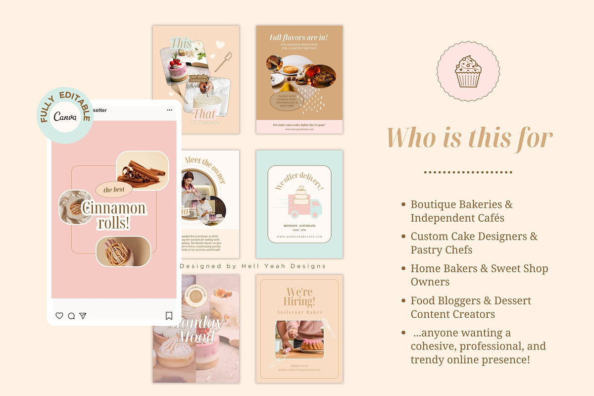 Boutique Bakery Instagram Templates, a Social Media Template by Hell Yeah Designs (Photo 2 of 12)