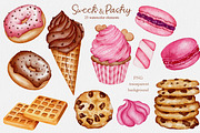 Watercolor Sweets and Pastry clipart, an Illustration by LuiDesignStudio (Thumbnail 2 of 4)