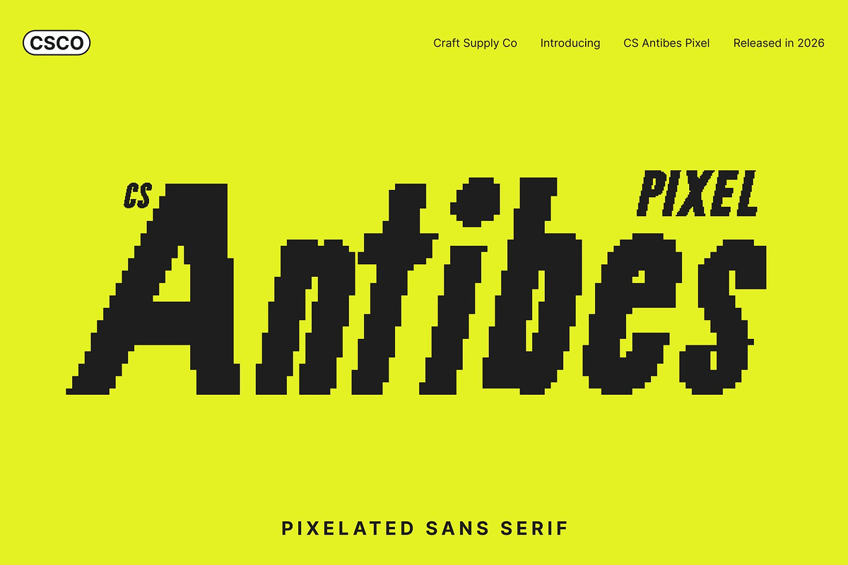 CS Antibes Pixel, a Sans Serif Font by Craft Supply Co. (Photo 1 of 8)