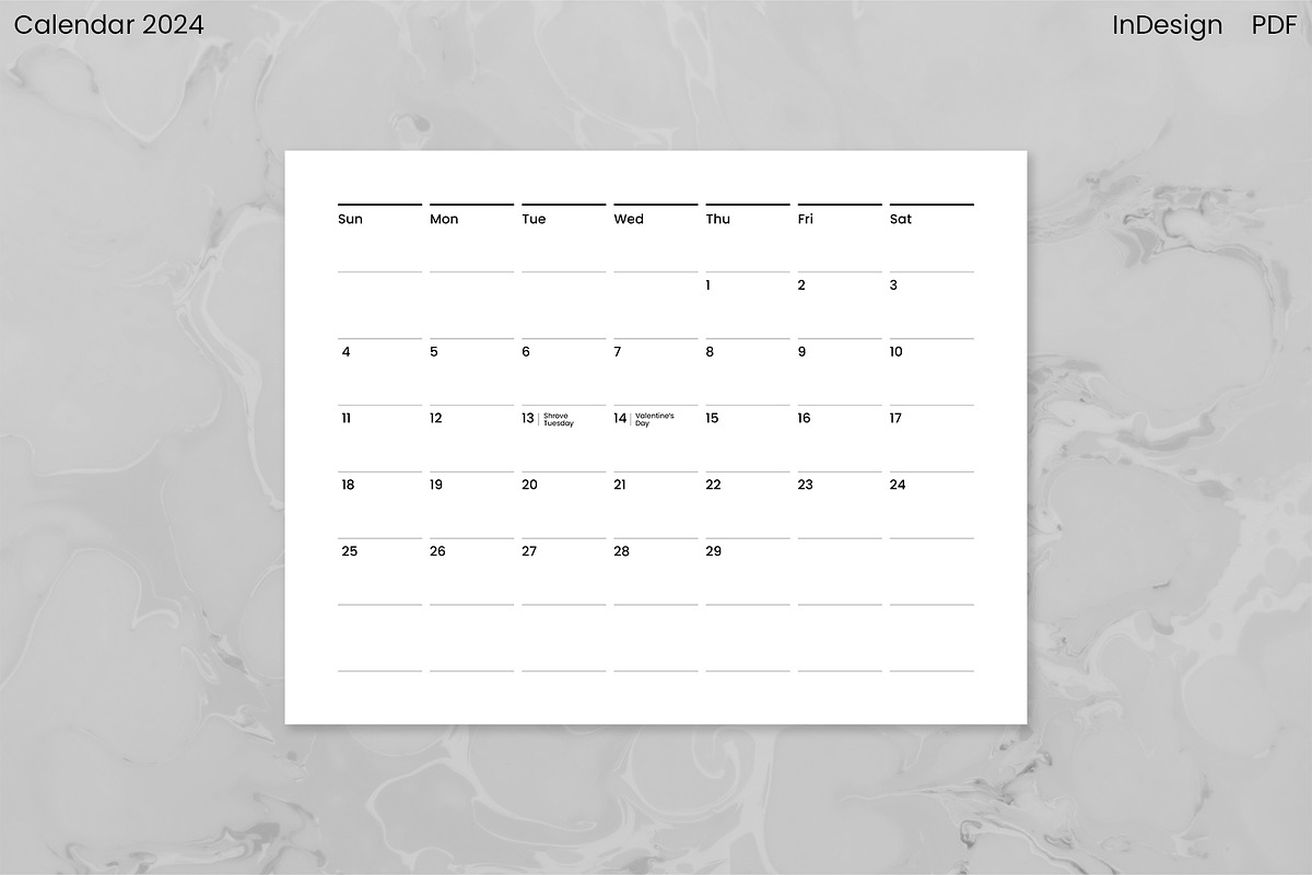 Minimalist Calendar 2024 (InDesign), an Object Graphic by Kessens (Photo 7 of 28)