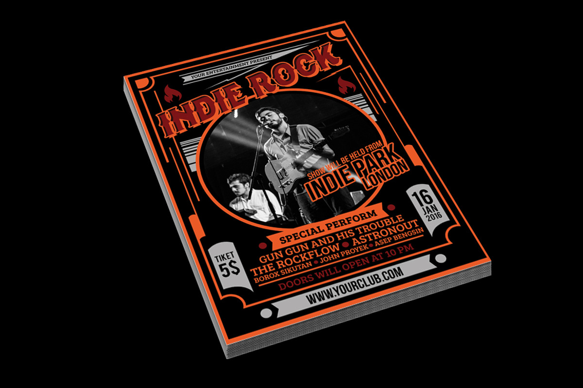 Indie Rock Flyer Tamplate, a Flyer Template by Muhamad Iqbal hidayat (Photo 2 of 3)