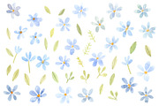 Light Blue Watercolor Flowers, a Decorative Illustration by GraphicsDish (Thumbnail 2 of 4)