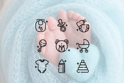 Cute Baby Essentials Line Icons, an Outline Icon by Lyolya Profitrolya (Thumbnail 2 of 2)