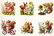 Spring Squirrel Garden Clipart, a Seasonal Illustration by DreamArtGraphic (Thumbnail 2 of 4)