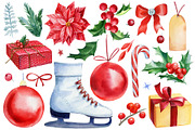 Christmas watercolor clipart, a Decorative Illustration by Hanna Hryharenka (Thumbnail 3 of 19)