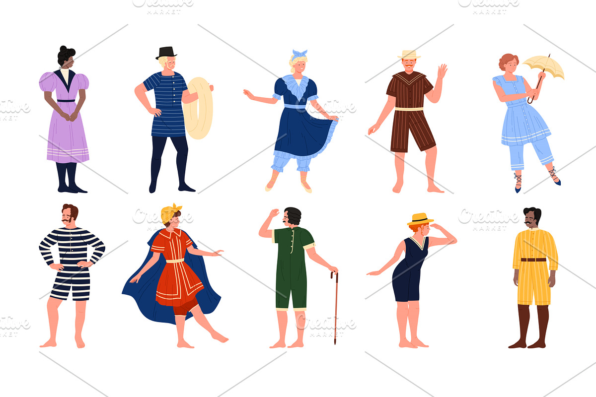 Victorian characters in retro, a Person Illustration by Flashvector