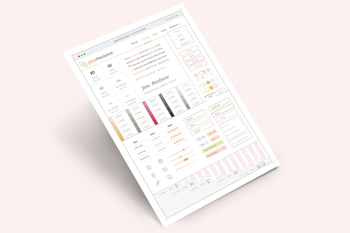 One Page UI Style Guide, a Stationery Template by Sargatal (Photo 4 of 4)