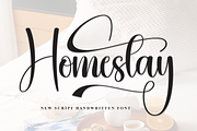 Homestay | Script Font, a Handwritten Font by Scratchones (Thumbnail 1 of 9)