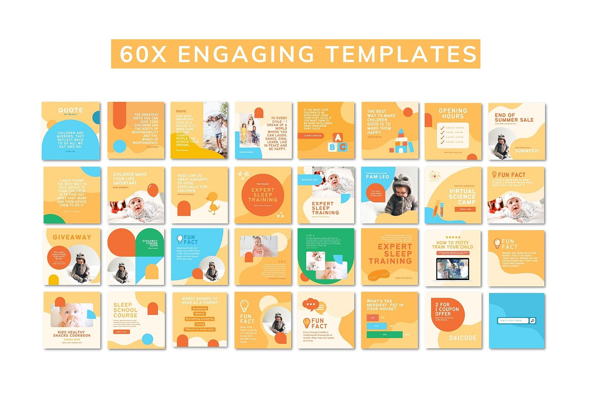 Kids Instagram Feed Canva Templates, a Social Media Template by Cultive Creative (Photo 4 of 7)