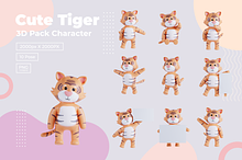 3D Pack Cute Animal Tiger by  in 3D