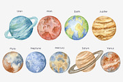Watercolor celestial bodies clipart, an Illustration by AquarelleSpace (Thumbnail 2 of 5)