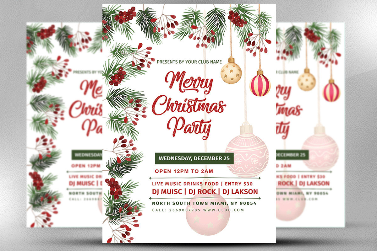 Christmas Party Invitations Template, a Flyer Template by Madhabi Studio (Photo 1 of 6)