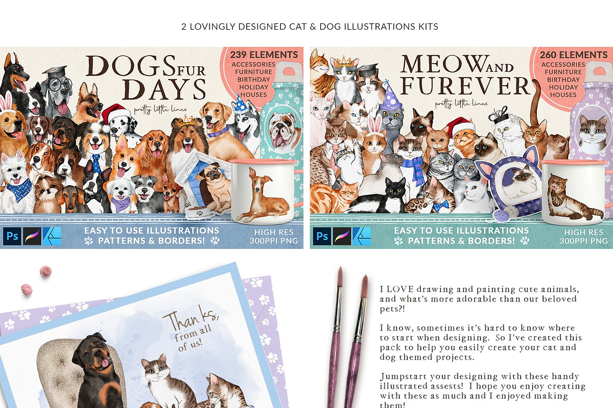 Pet Illustrations Patterns & Borders, a Graphic by Pretty Little Lines (Photo 2 of 29)