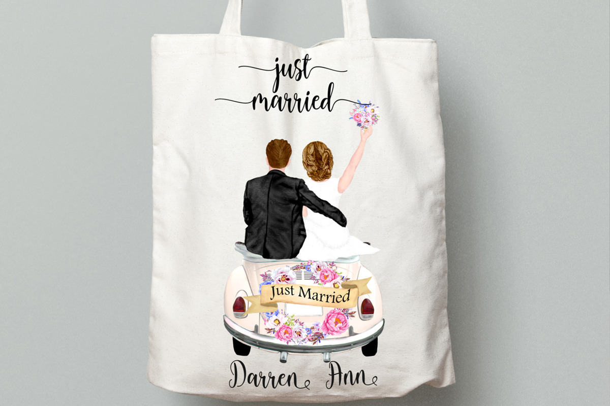 Bride and Groom clipart Wedding car, an Illustration by LeCoqDesign