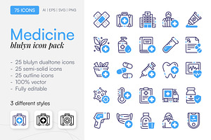 75 Medicine Icon Pack, a Duotone Icon by Bilicube Studio