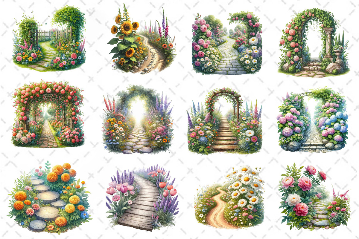 Flower Garden Pathway Clipart, an Illustration by Dream Creation (Photo 3 of 4)