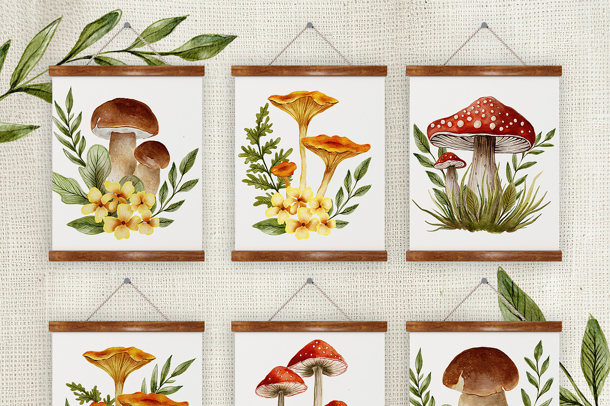 Mushroom Watercolor Fall Graphics, an Illustration by Red Ink (Photo 5 of 9)