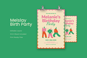 Melslay - Birthday Party, an Invitation Template by Poetjoek Creative