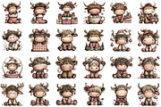 Funny Christmas Highland Cow Clipart, an Illustration by Sublimation Artist (Thumbnail 2 of 6)