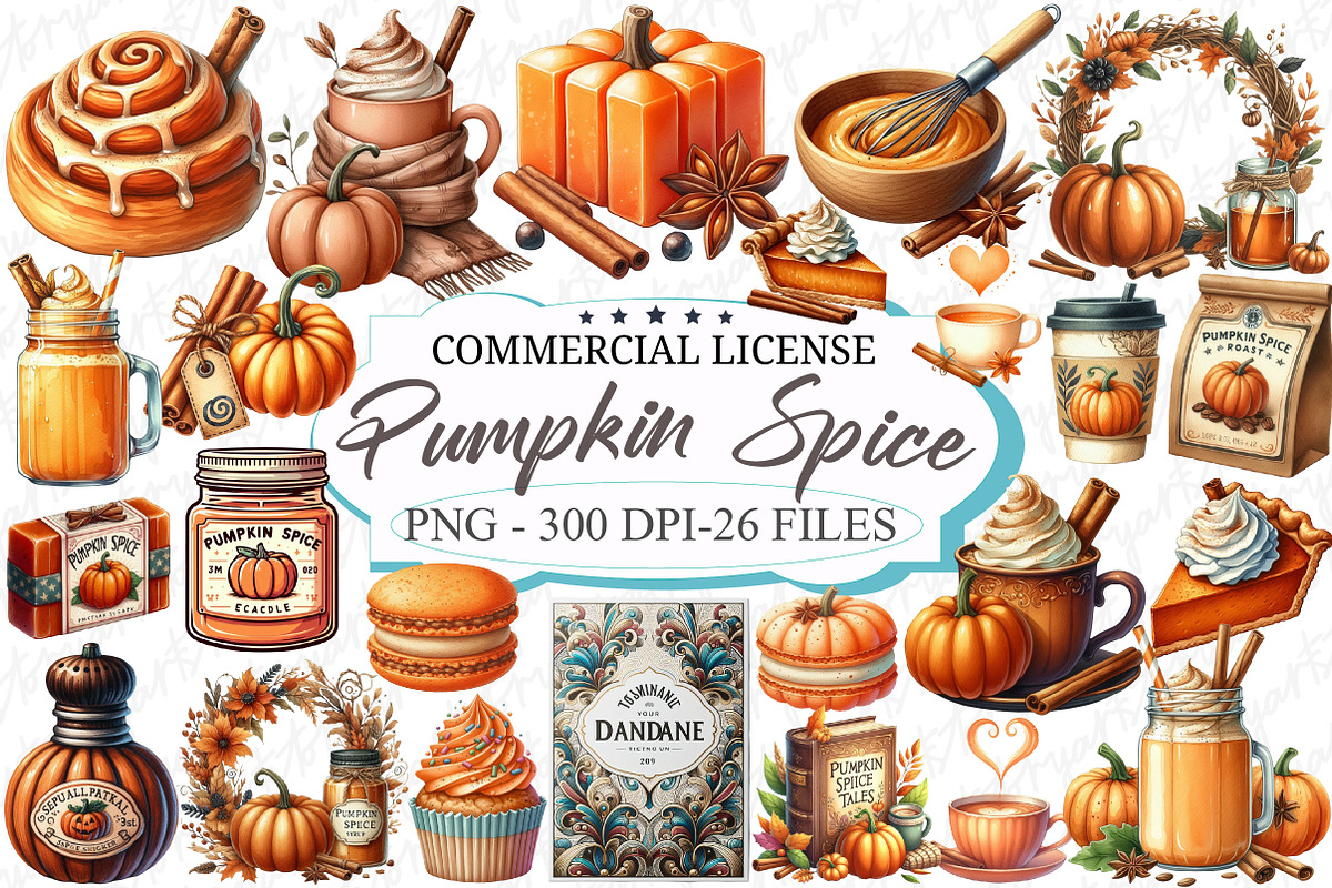 Watercolor Pumpkin Spice Clipart, a Graphic by designcity5 (Photo 1 of 5)