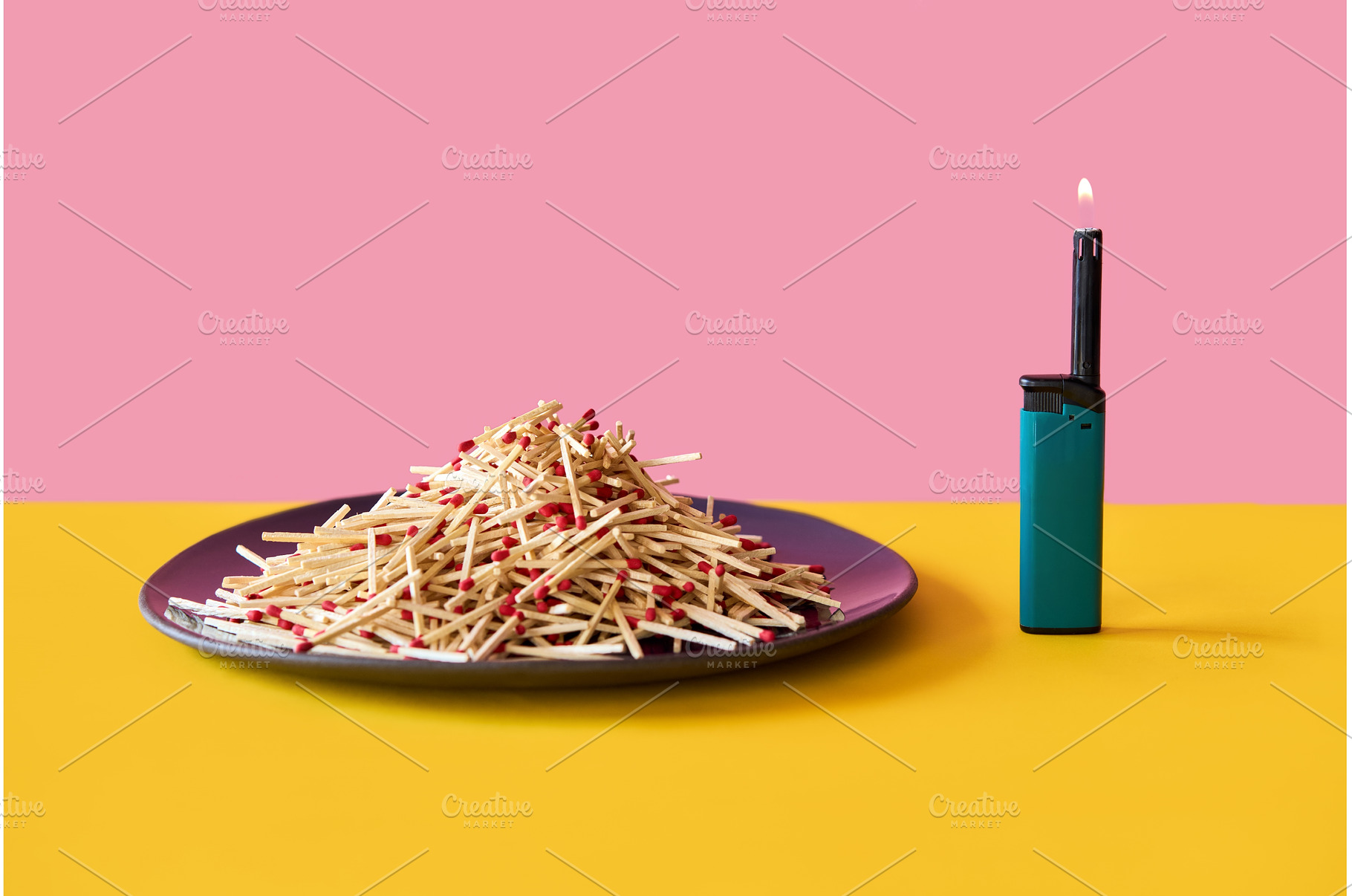 Pile of wooden matches on plate with, an Arts & Entertainment Photo by Gladkov photography