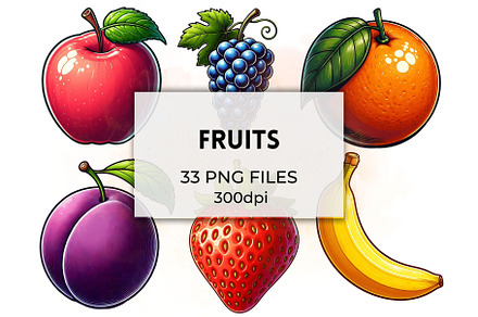Fresh Fruits Clipart, Fruit Graphics