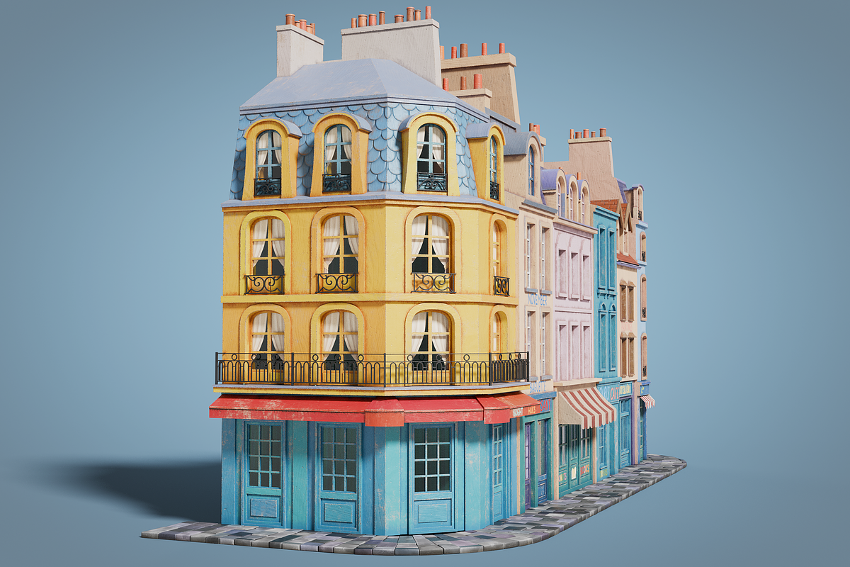 Cartoon city facades, an Architecture 3D Model by happy brush (Photo 3 of 11)