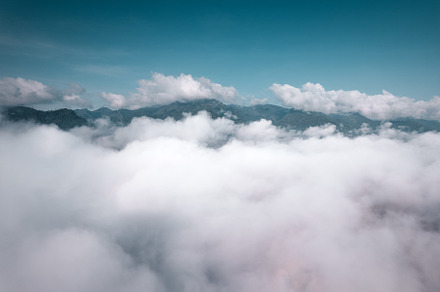 fog and mountains in the morning high angle, a Nature Photo by Art Rachen
