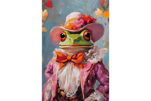 Chic Valentine Frog Kids Wall Print, an Animal Illustration by Art Paradise Studios