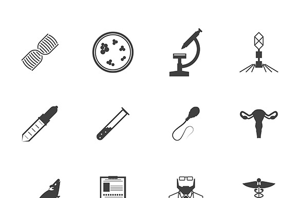 Genetics Black Vector Icons Set