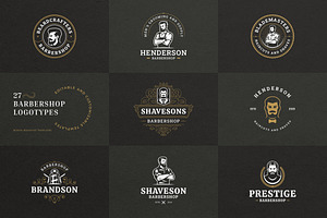 27 Barbershop Logotypes, a Branding & Logo Template by Vasya Kobelev
