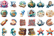 Undersea Reading Clipart, an Illustration by Sublimation Artist (Thumbnail 2 of 6)