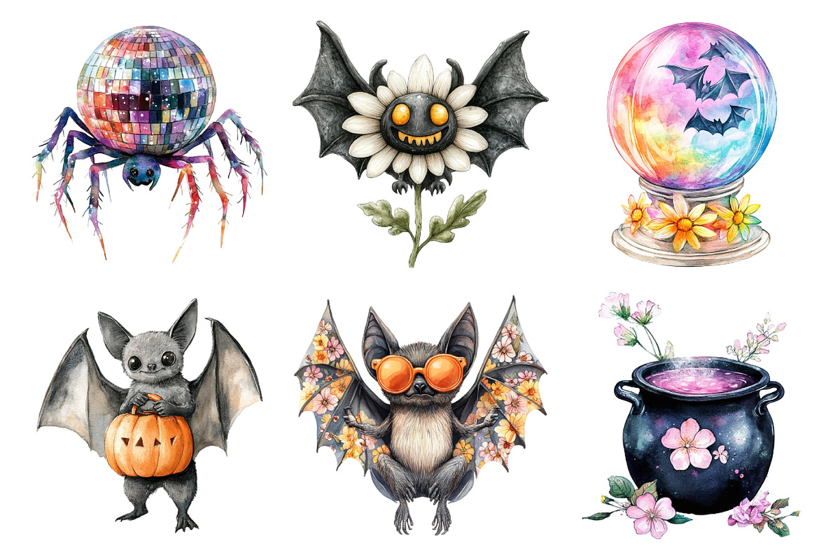 Groovy Halloween Clipart, Trendy, an Illustration by Daily.Designs (Photo 3 of 5)