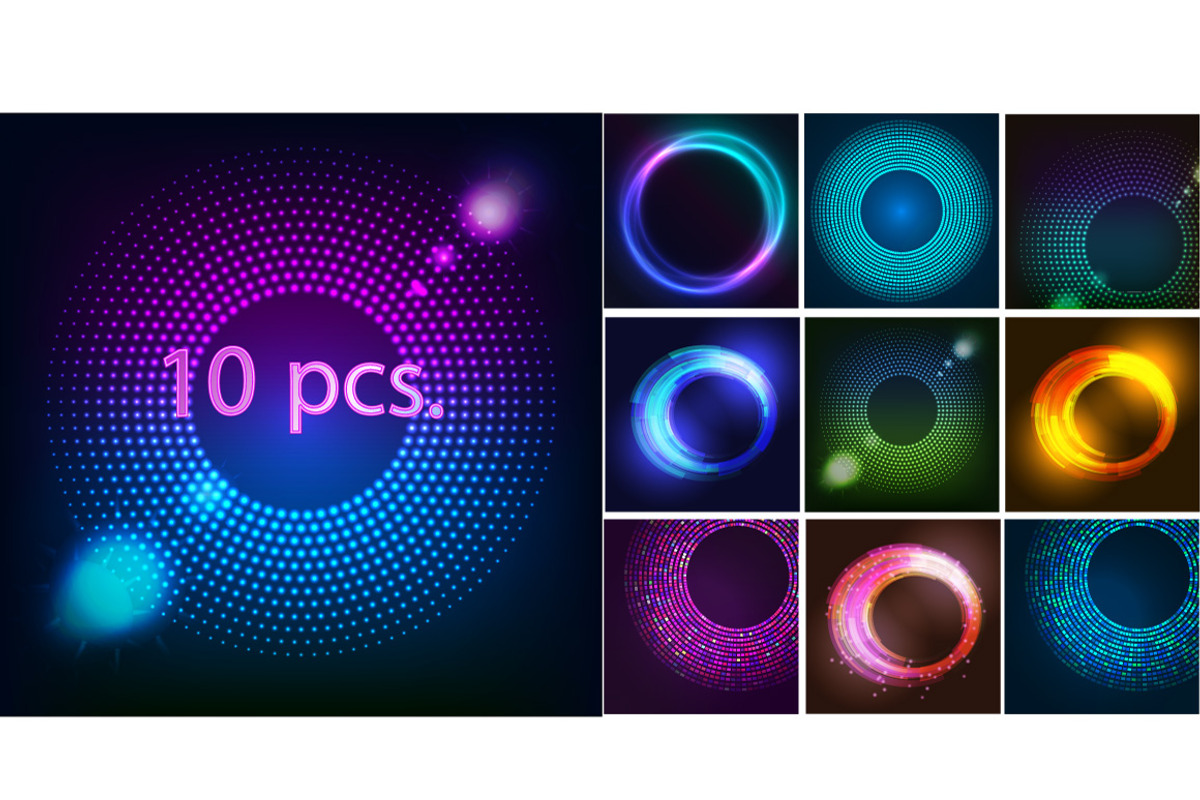Set of glittering glowing rounds., an Object Graphic by Everything for 6$