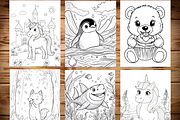 Cute Animal Coloring Pages for Kids, an Animal Illustration by LA Design (Thumbnail 3 of 10)