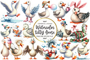 Silly Goose Watercolor Clipart, an Illustration by OK Design (Thumbnail 1 of 5)