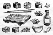 Sushi Set. Hand Drawn Illustrations, a Graphic by Epine (Thumbnail 3 of 3)