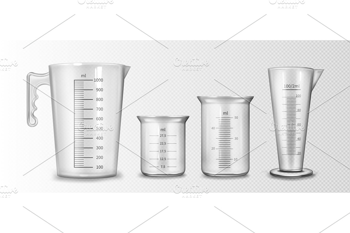 Measuring cup set with 3d plastic, an Object Illustration by art PVP - market