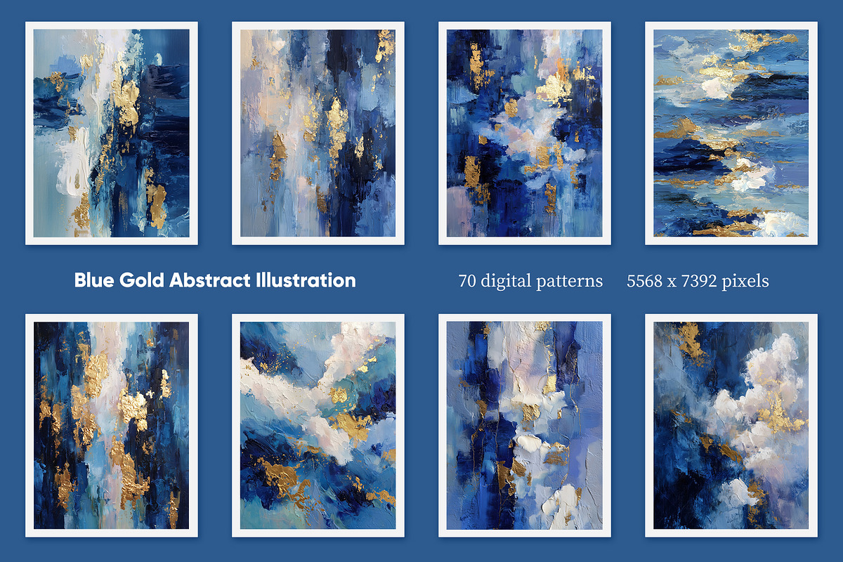 Blue Gold Abstract Illustration, a Decorative Illustration by Housui Patterns (Photo 2 of 12)