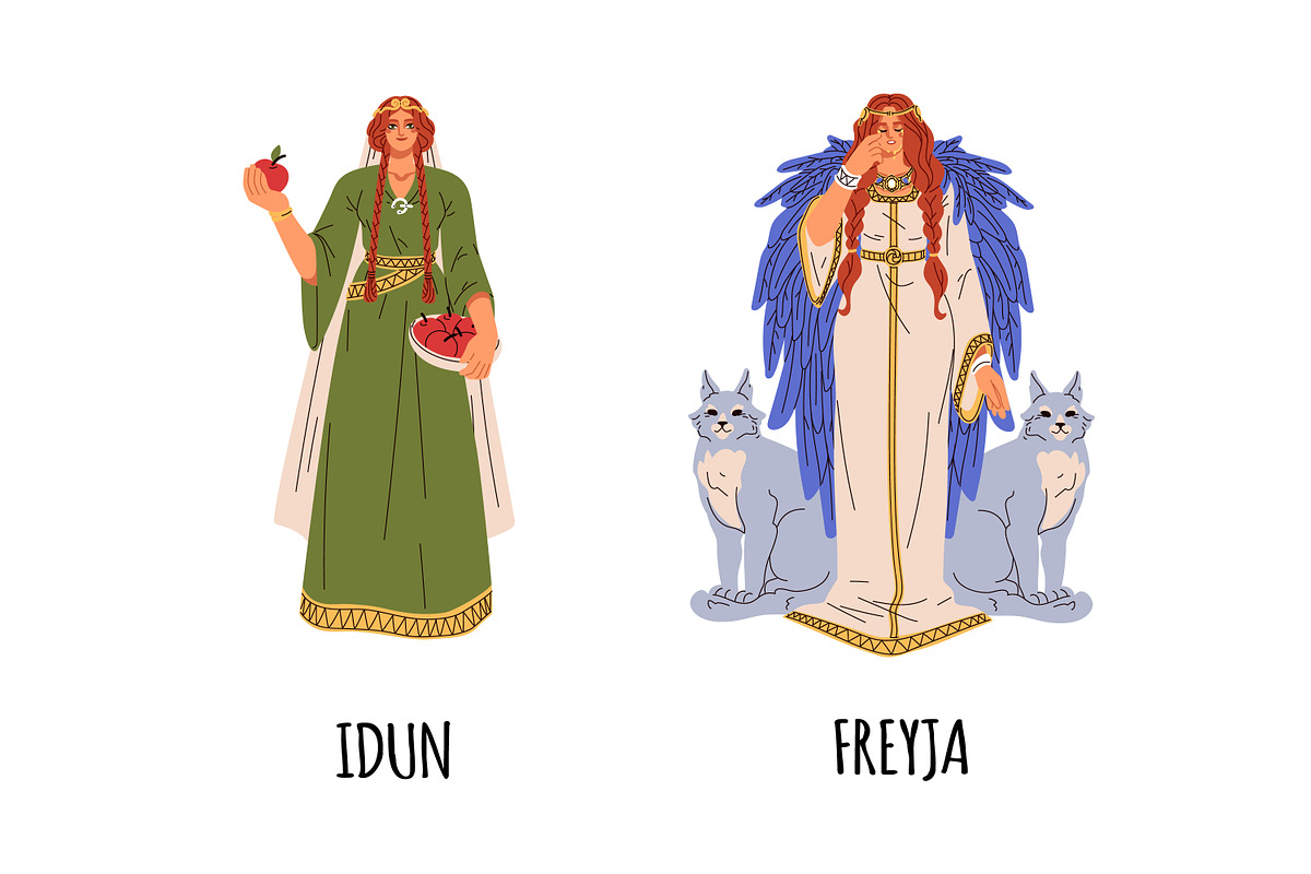 Norse mythology. Gods, goddesses set, a Person Illustration by Good Studio (Photo 3 of 9)