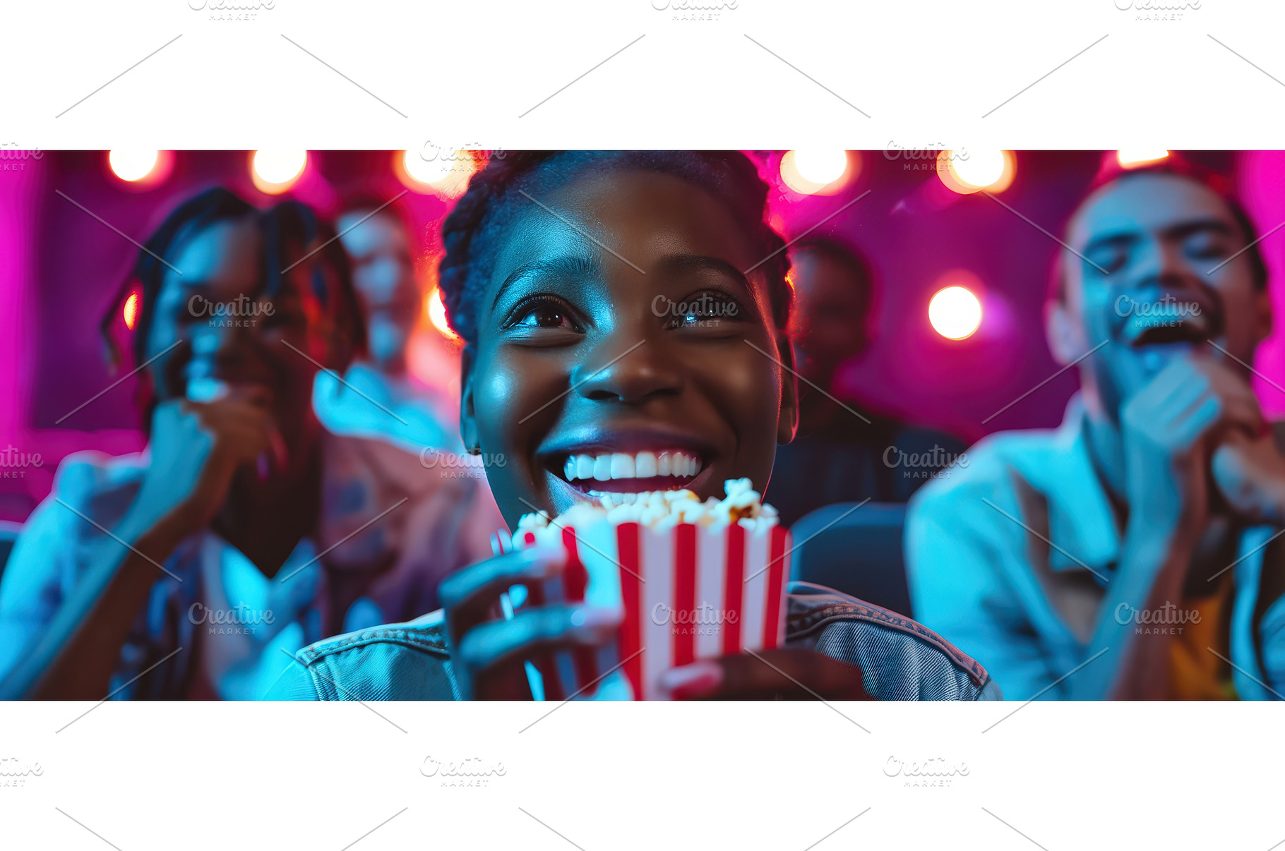Happy Young Woman Enjoying Popcorn, a Person Photo by piter.goskov
