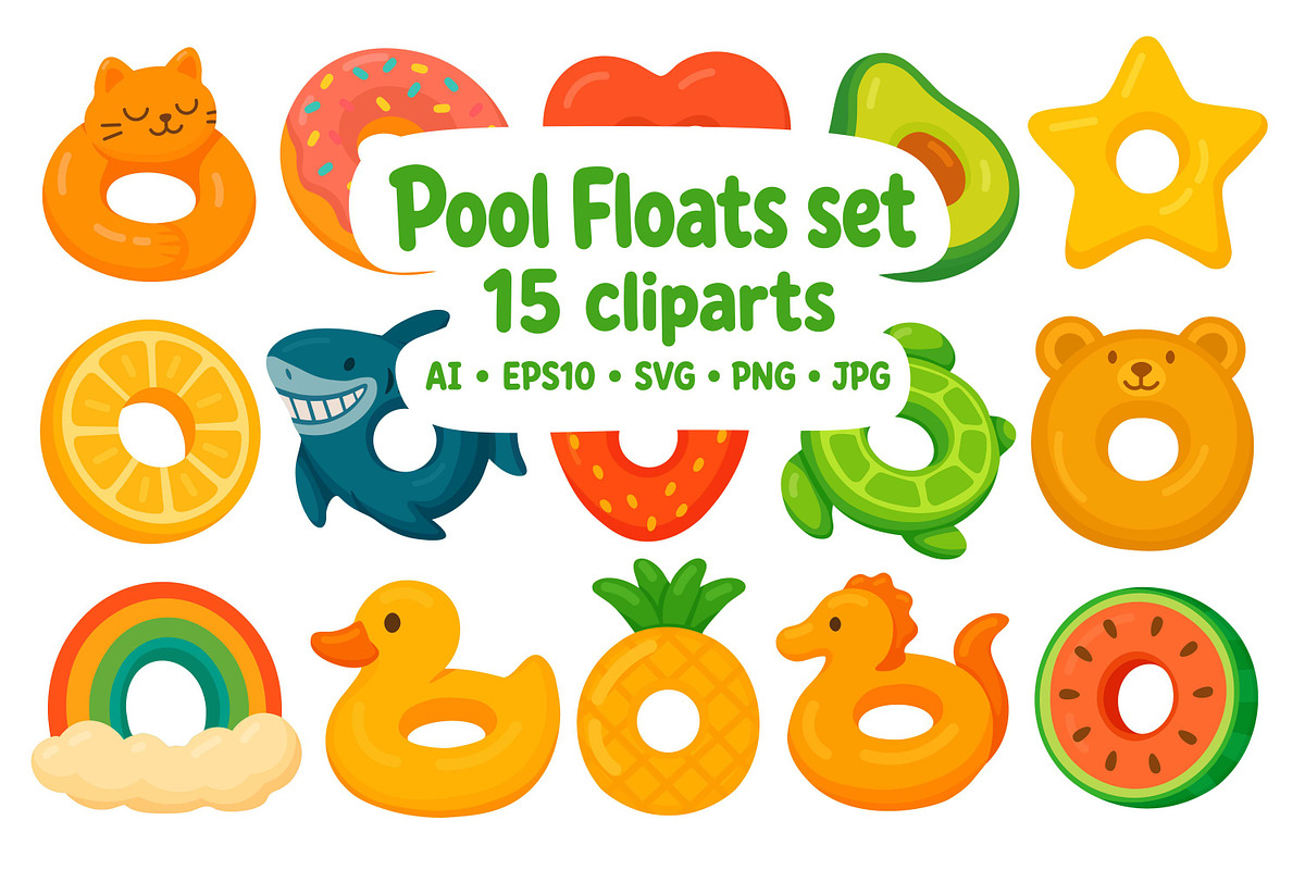 Pool Floats Set, a Seasonal Illustration by ananastya (Photo 1 of 3)