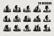 Hiking Silhouette Bundle, an Illustration by balal (Thumbnail 1 of 20)