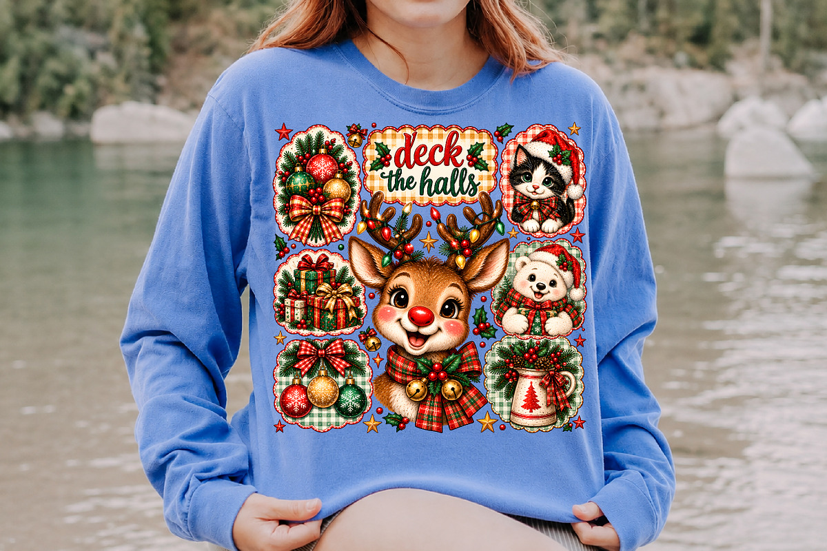 Deck The Halls Reindeer Christmas PN, a Seasonal Illustration by Rose Art (Photo 4 of 4)