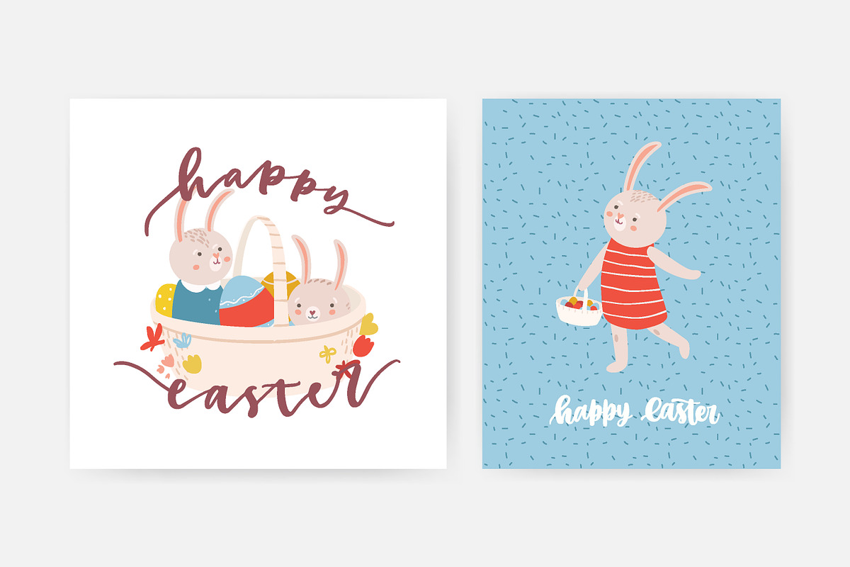 Easter rabbits set and cards, an Animal Illustration by Good Studio (Photo 4 of 8)