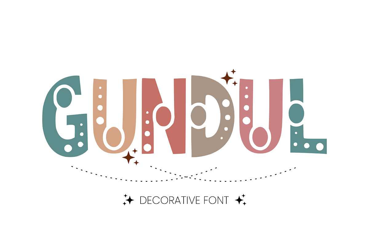 Gundul - Decorative Font Types, a Font by KiddoGlyphs Studio (Photo 1 of 6)